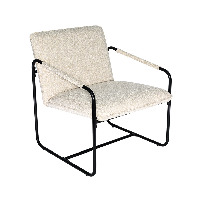 Boucle of corduroy stof stalen kantoor lounge stoel/accent stoel/arm stoel gestoffeerde stoel en achterkant